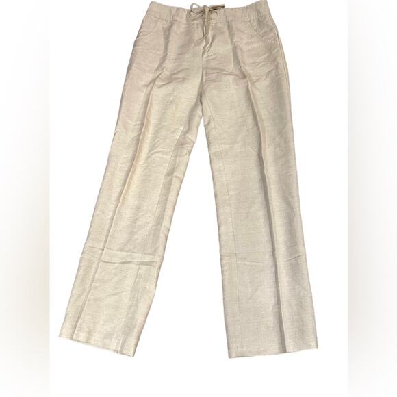 Coldwater Creek Natural Linen Blend Pants  Drawstring Waist in a Womens Size 8 - Picture 1 of 8
